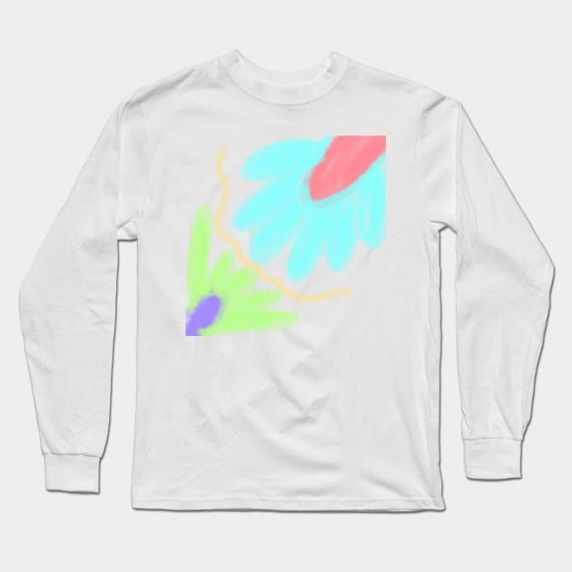 Blue green Red watercolor abstract Long Sleeve T-Shirt by Simplecooldesignss